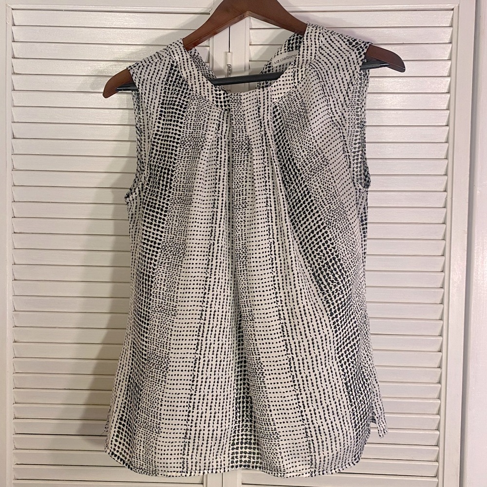 Liz Claiborne Sleeveless Blouse Black & White
